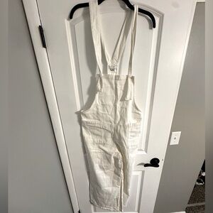 White Denim Overalls with Straps
